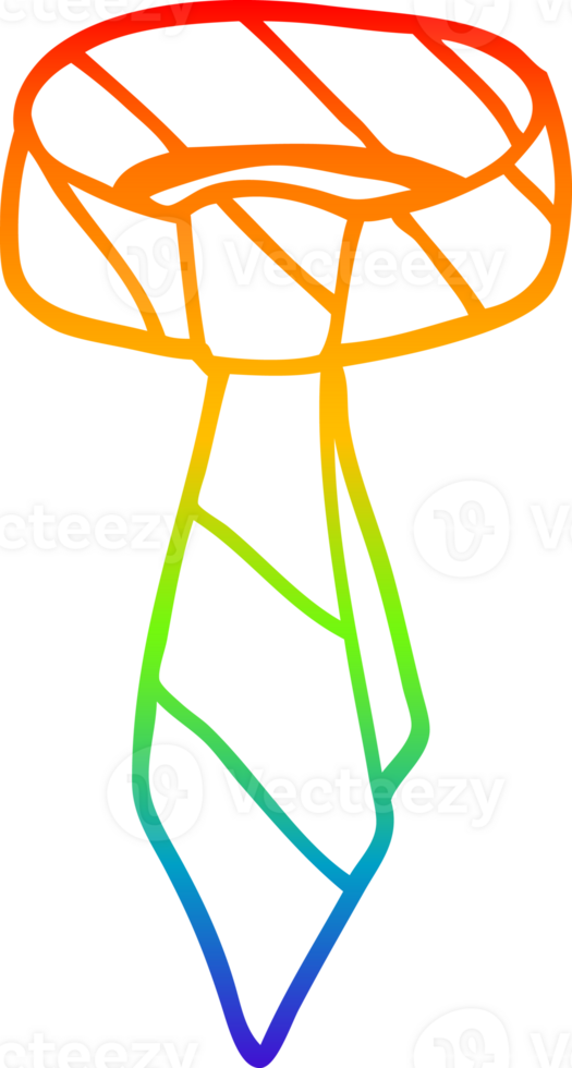 rainbow gradient line drawing of a cartoon tie png