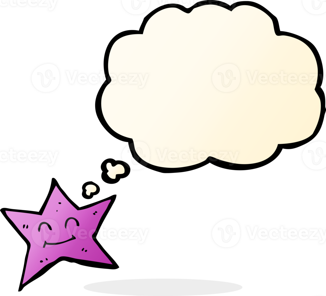 cartoon star character with thought bubble png