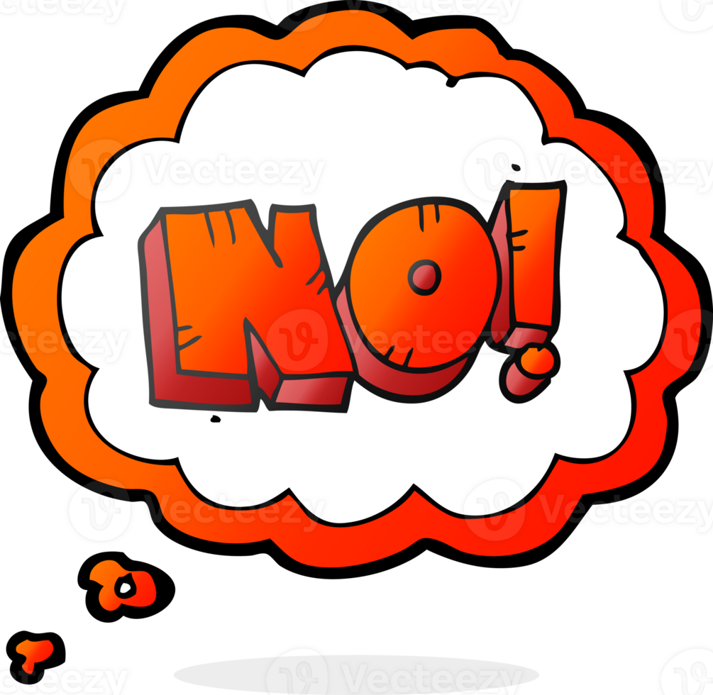 hand drawn thought bubble cartoon NO shout png