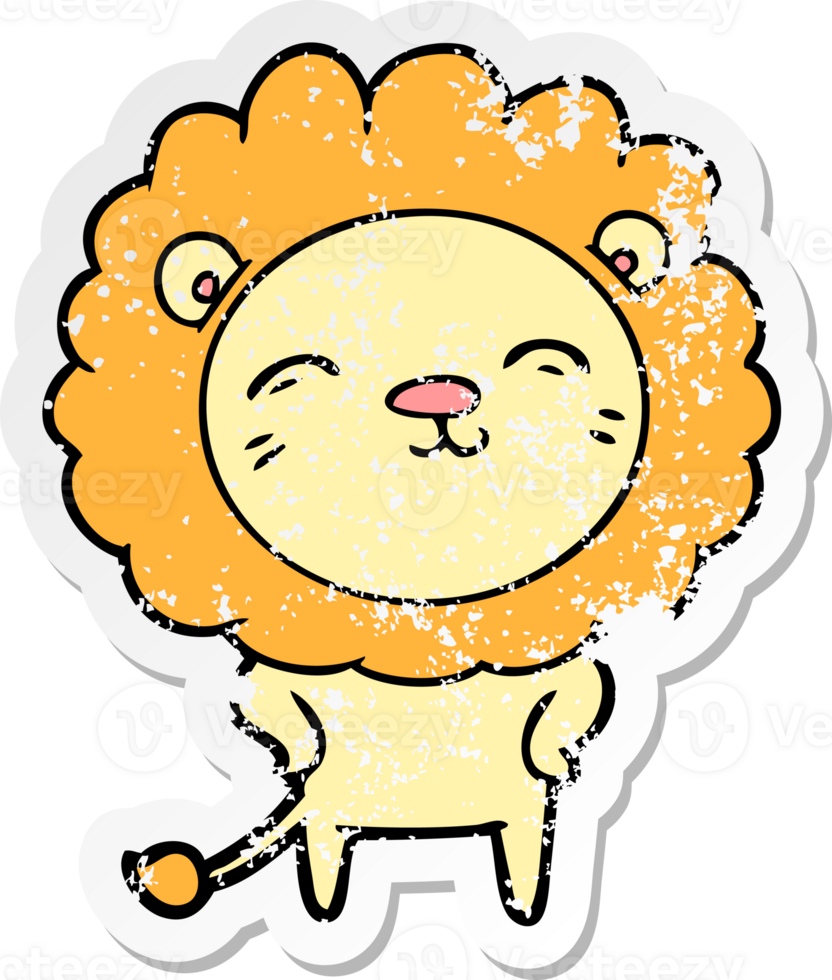 distressed sticker of a cartoon lion png