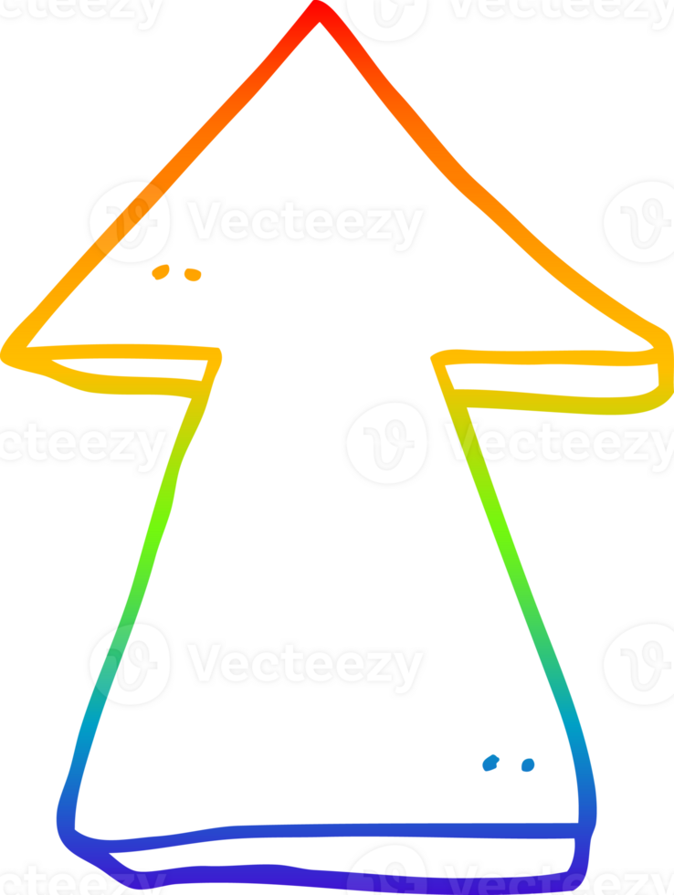 arco iris degradado línea dibujo de un dibujos animados señalando flecha png