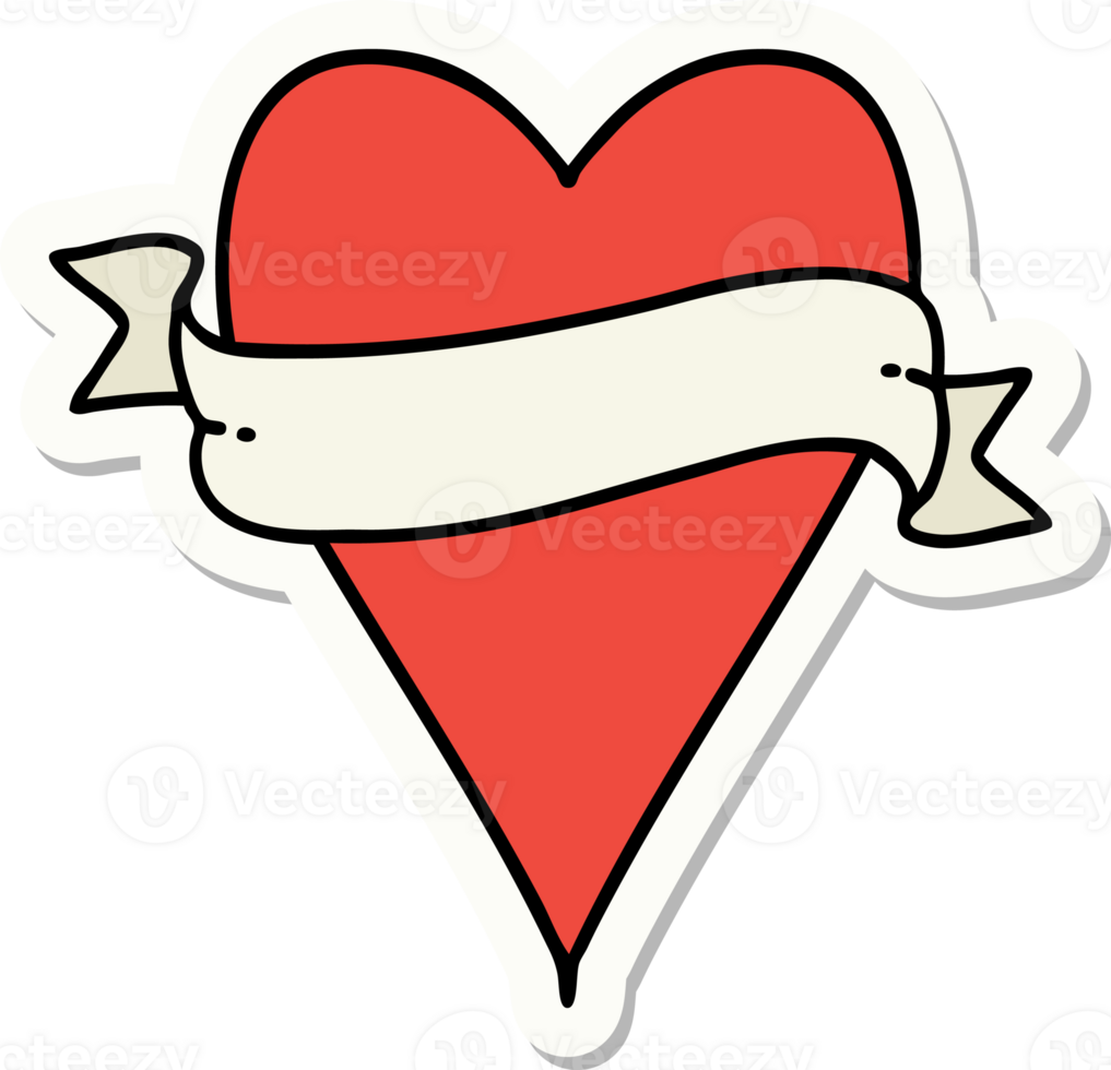 sticker of tattoo in traditional style of a heart and banner png
