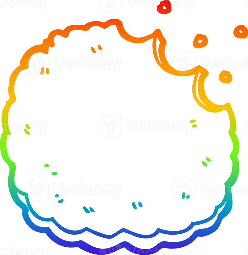 rainbow gradient line drawing of a cartoon biscuit png