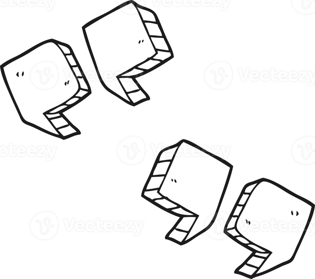 hand drawn black and white cartoon quotation marks png