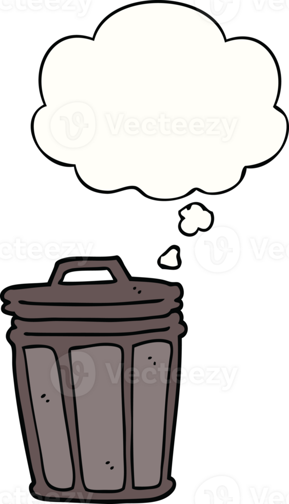 cartoon trash can with thought bubble png