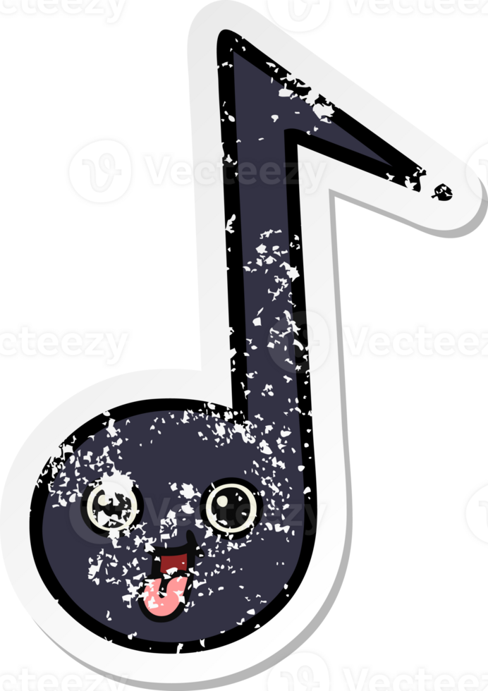 beunruhigter Aufkleber einer niedlichen Cartoon-Musiknote png