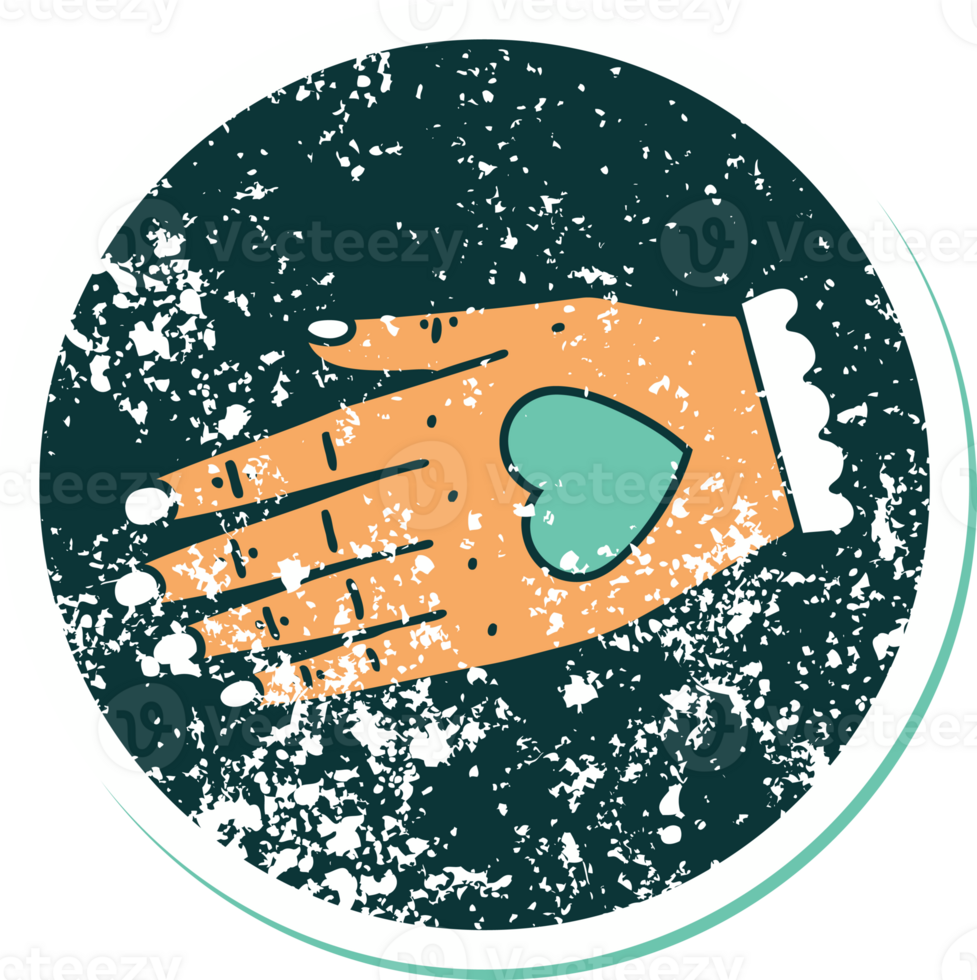 iconic distressed sticker tattoo style image of a hand png