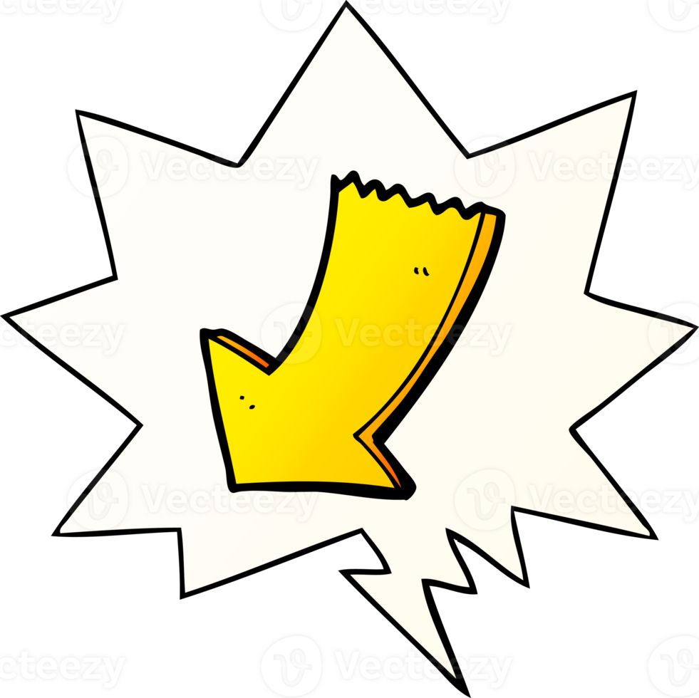 cartoon pointing arrow with speech bubble in smooth gradient style png