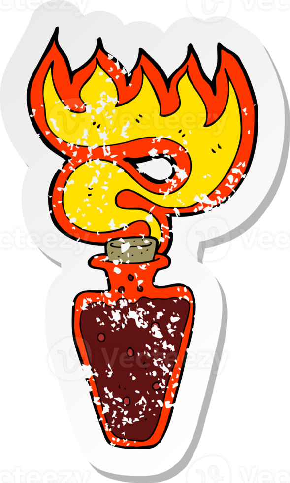 retro distressed sticker of a cartoon potion png