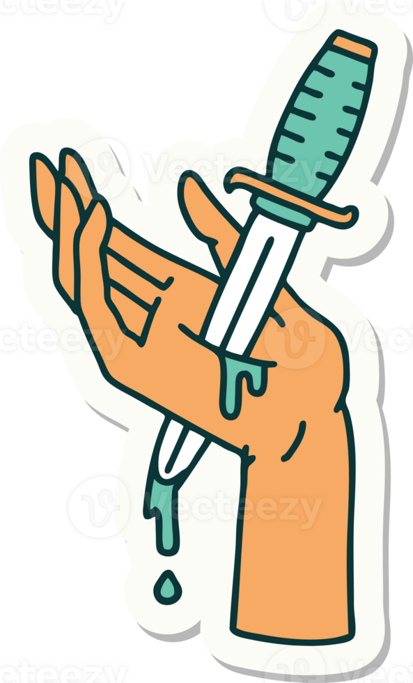 sticker of tattoo in traditional style of a dagger in the hand png