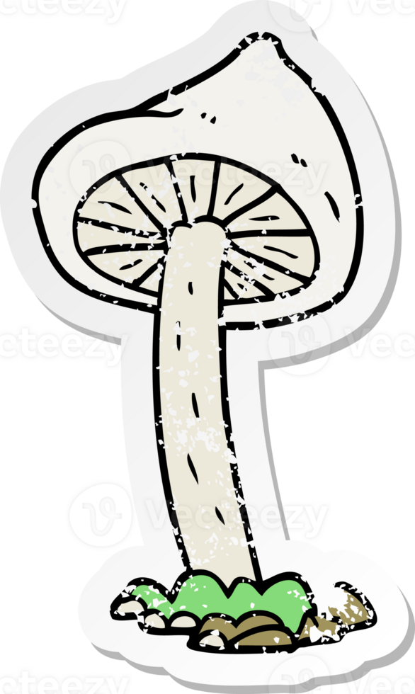 retro distressed sticker of a cartoon mushroom png