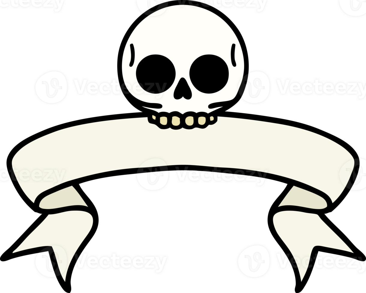 traditional tattoo with banner of a skull png
