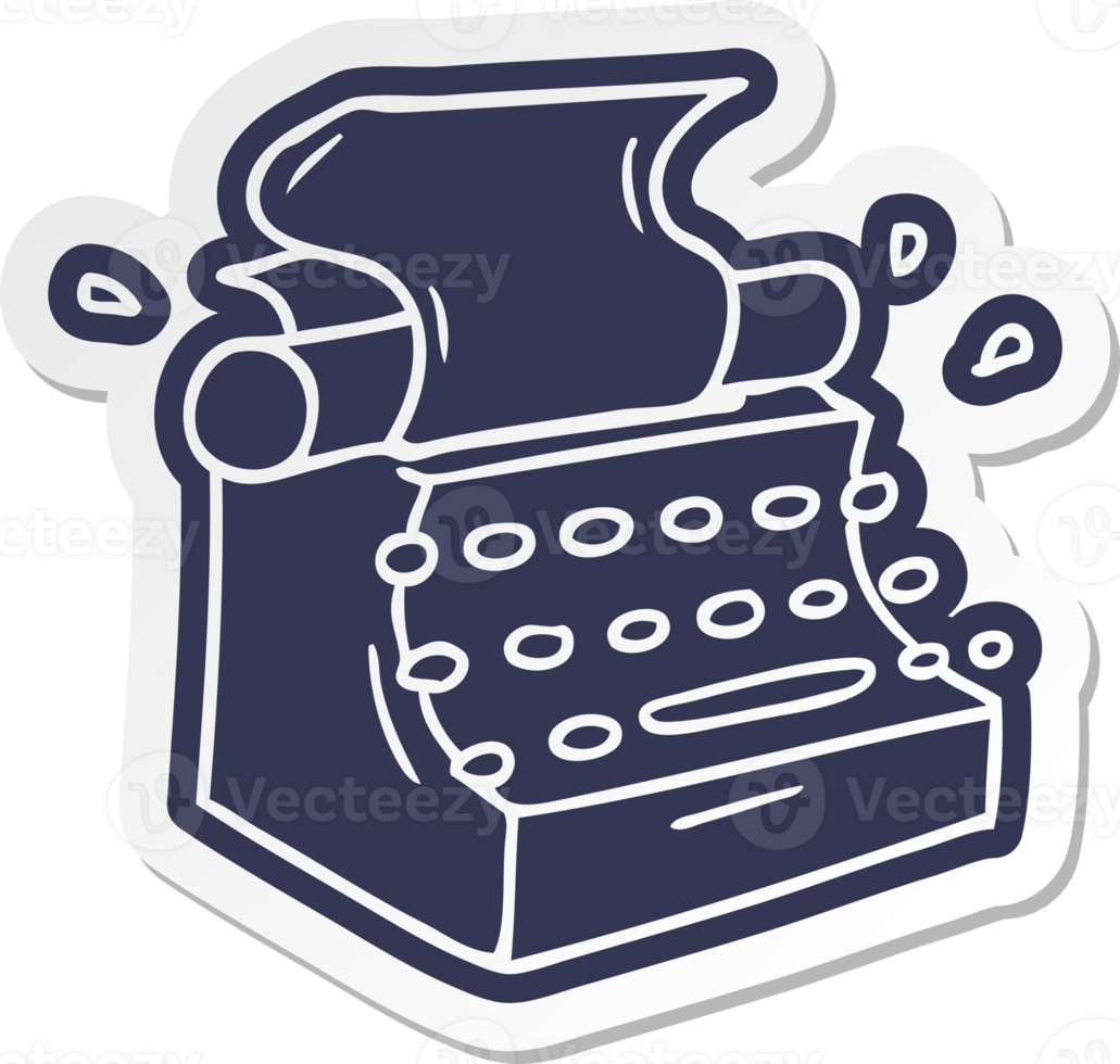 cartoon sticker of old school typewriter png