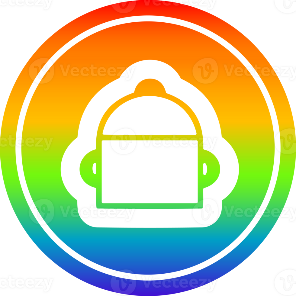 cooking pot circular icon with rainbow gradient finish png