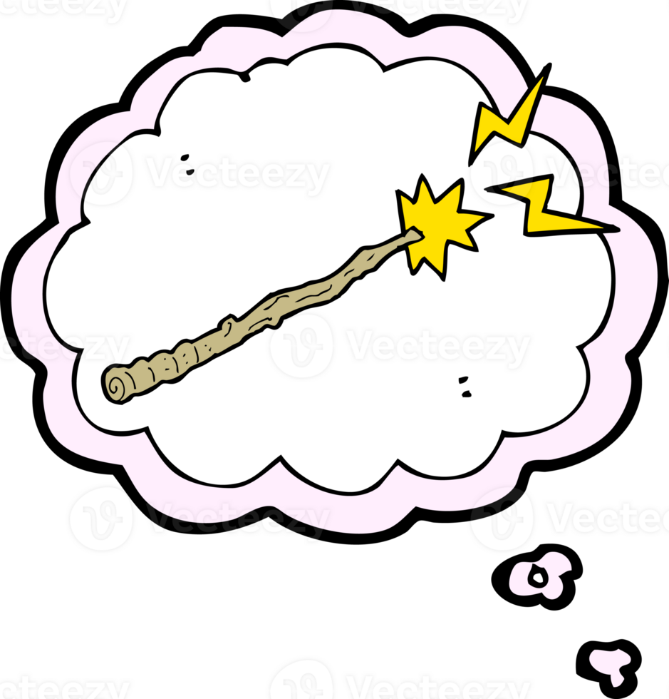 cartoon magic wand with thought bubble png