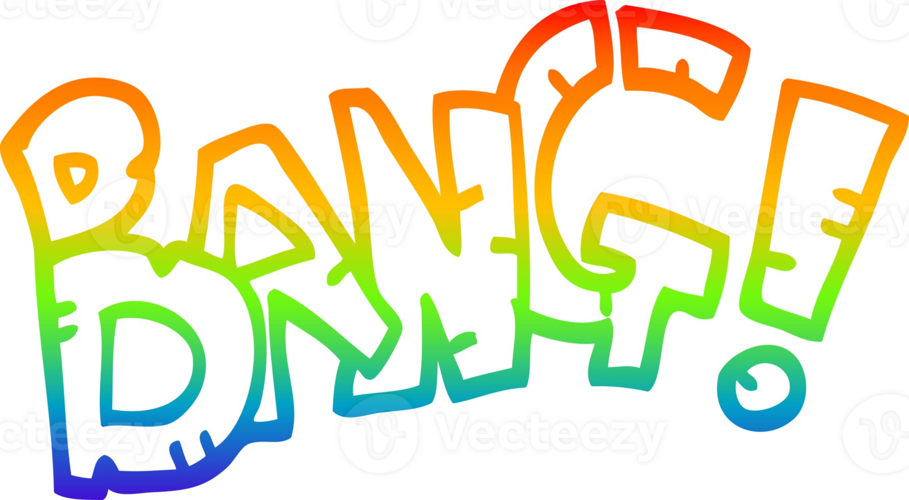 rainbow gradient line drawing of a cartoon bang symbol png