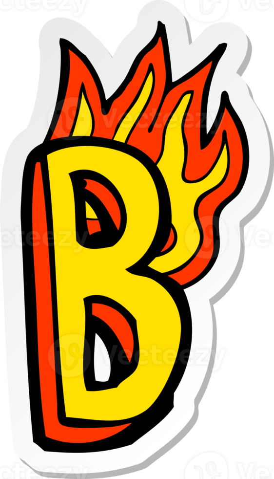 sticker of a cartoon flaming letter png
