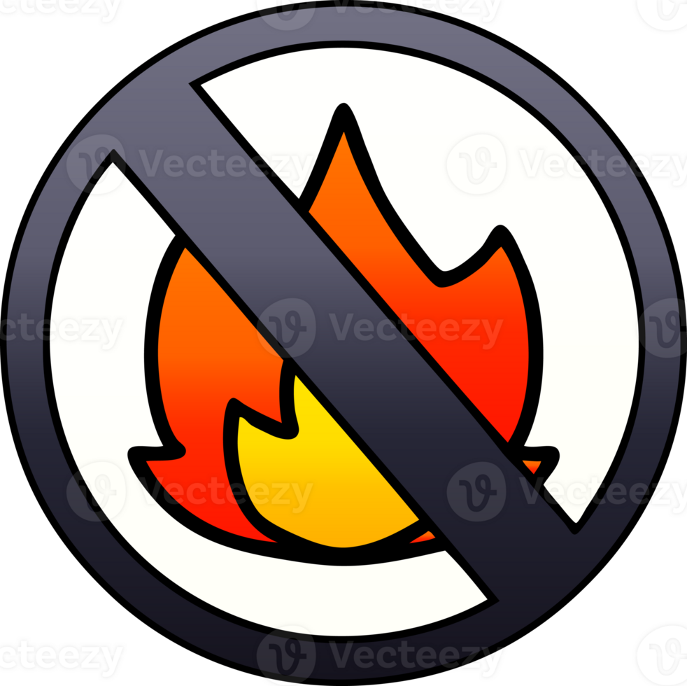 gradient shaded cartoon of a no fire sign png