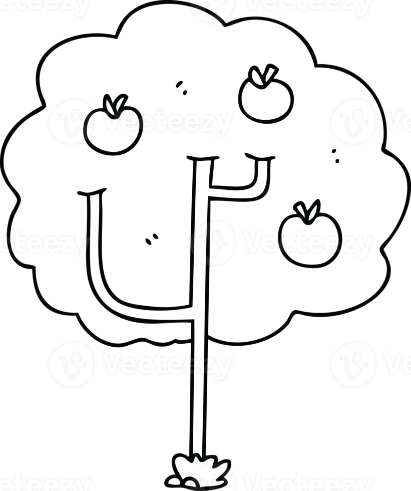 line drawing quirky cartoon tree png
