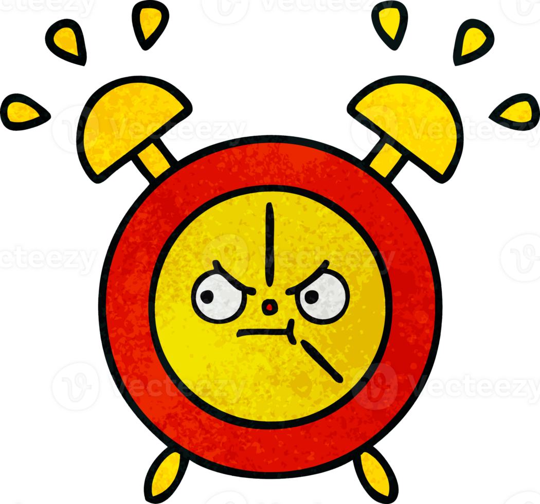 retro grunge texture cartoon of a alarm clock png
