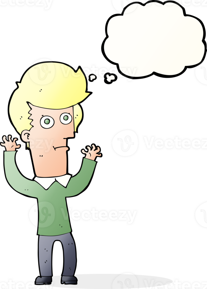 cartoon shocked man with thought bubble png
