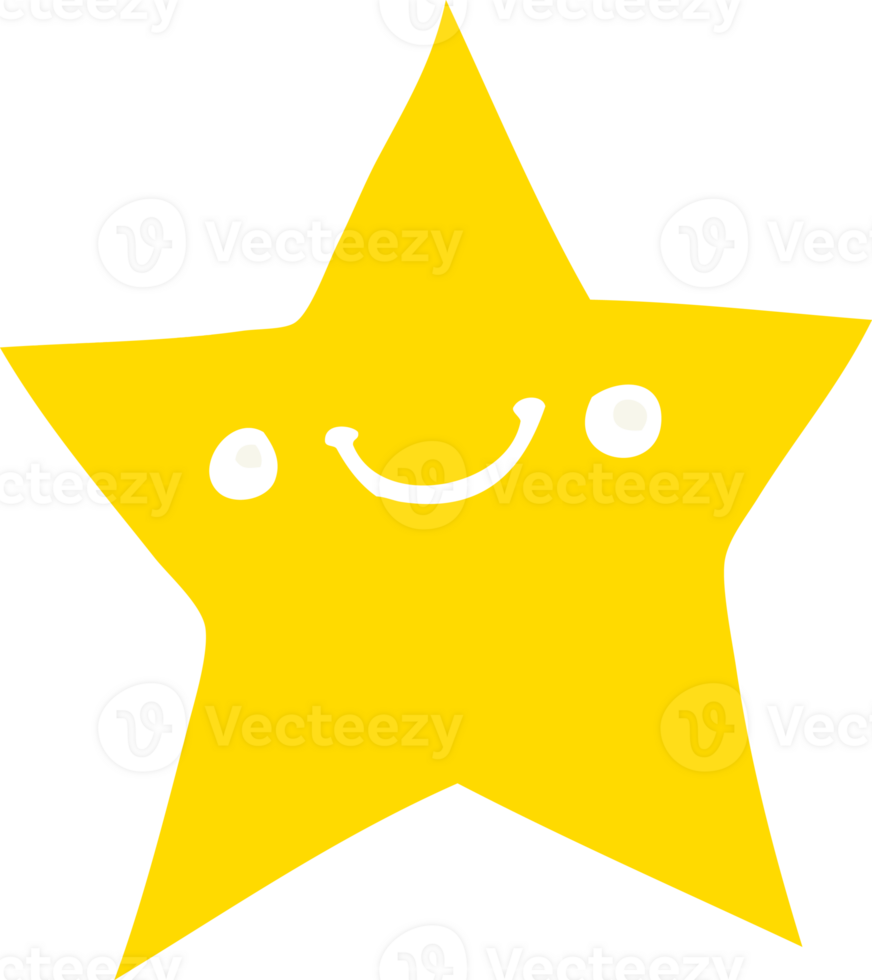 happy flat color style cartoon star png