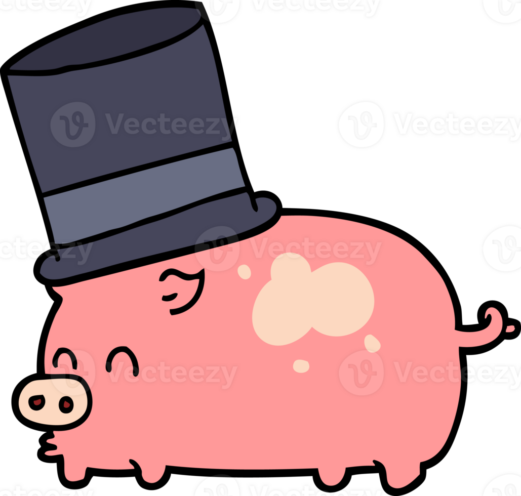 cartoon pig wearing top hat png