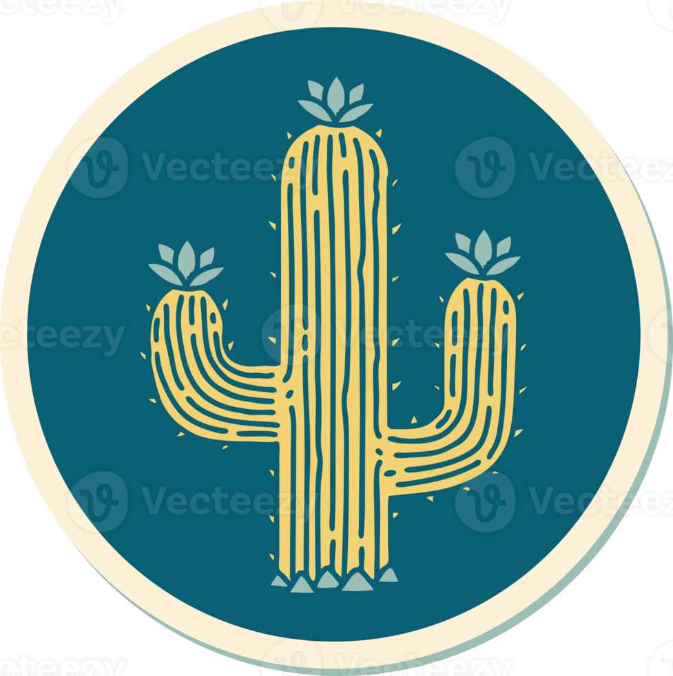 sticker of tattoo in traditional style of a cactus png
