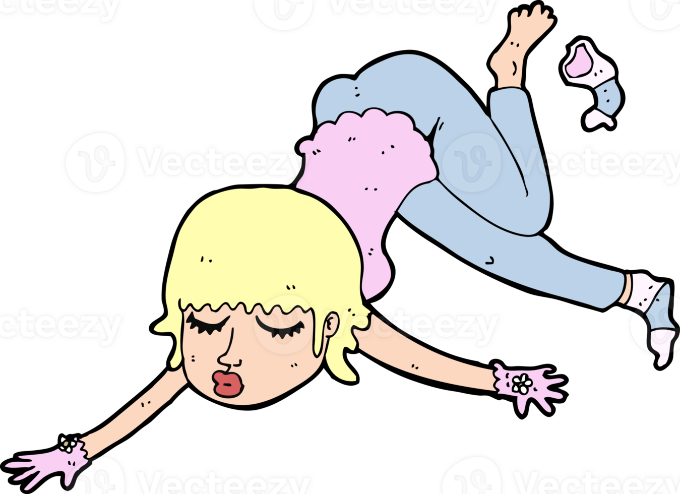 cartoon woman floating png