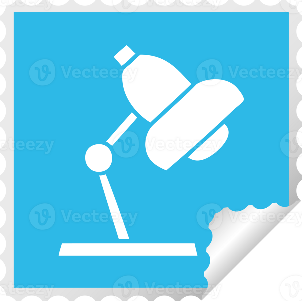 square peeling sticker cartoon of a table lamp png