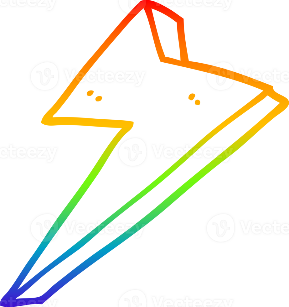 rainbow gradient line drawing of a cartoon lightning png