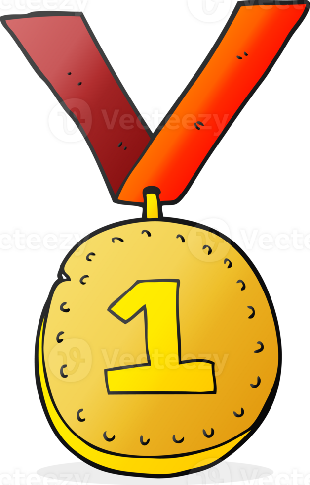 hand drawn cartoon first place medal png