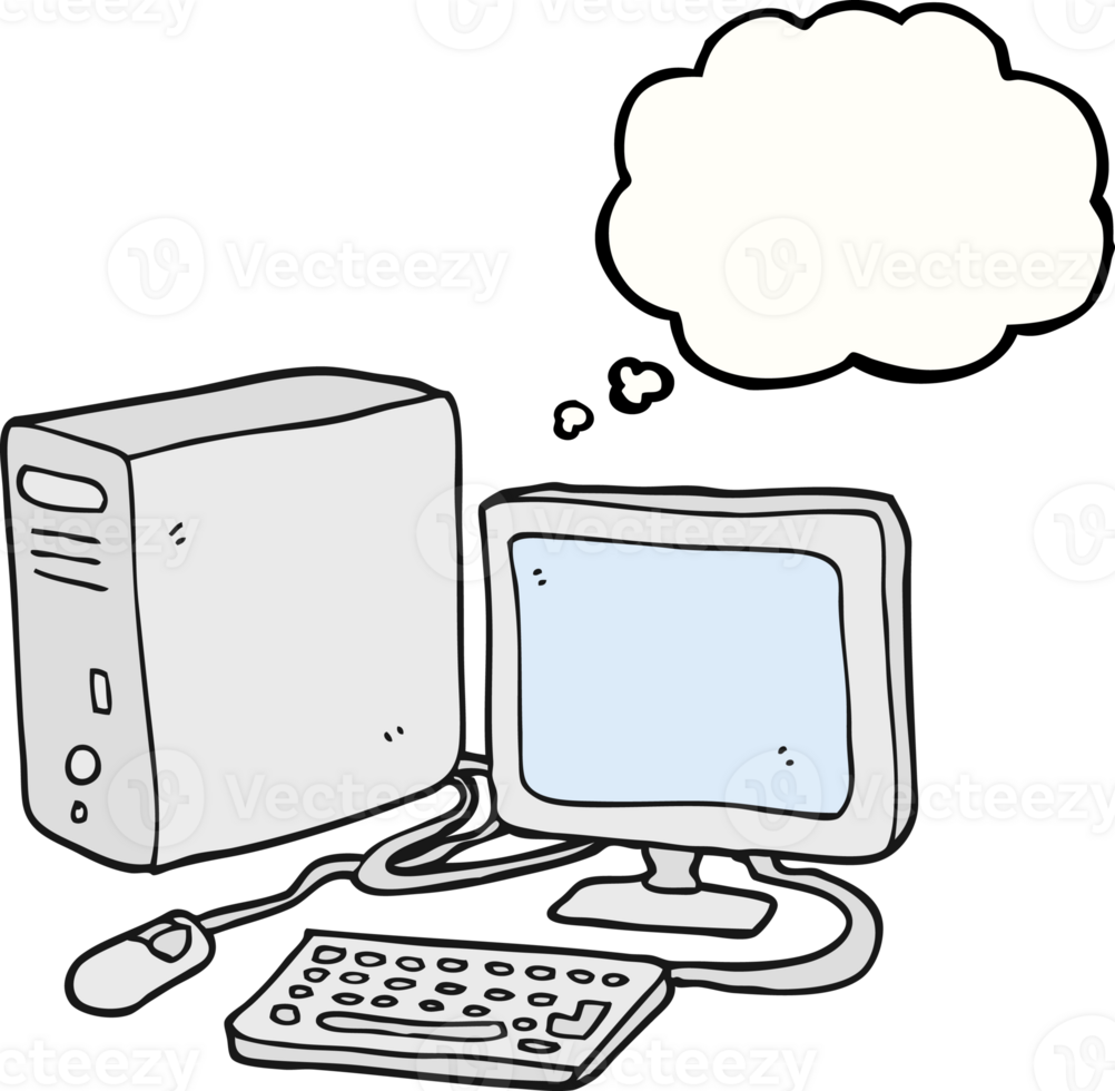 hand drawn thought bubble cartoon computer png