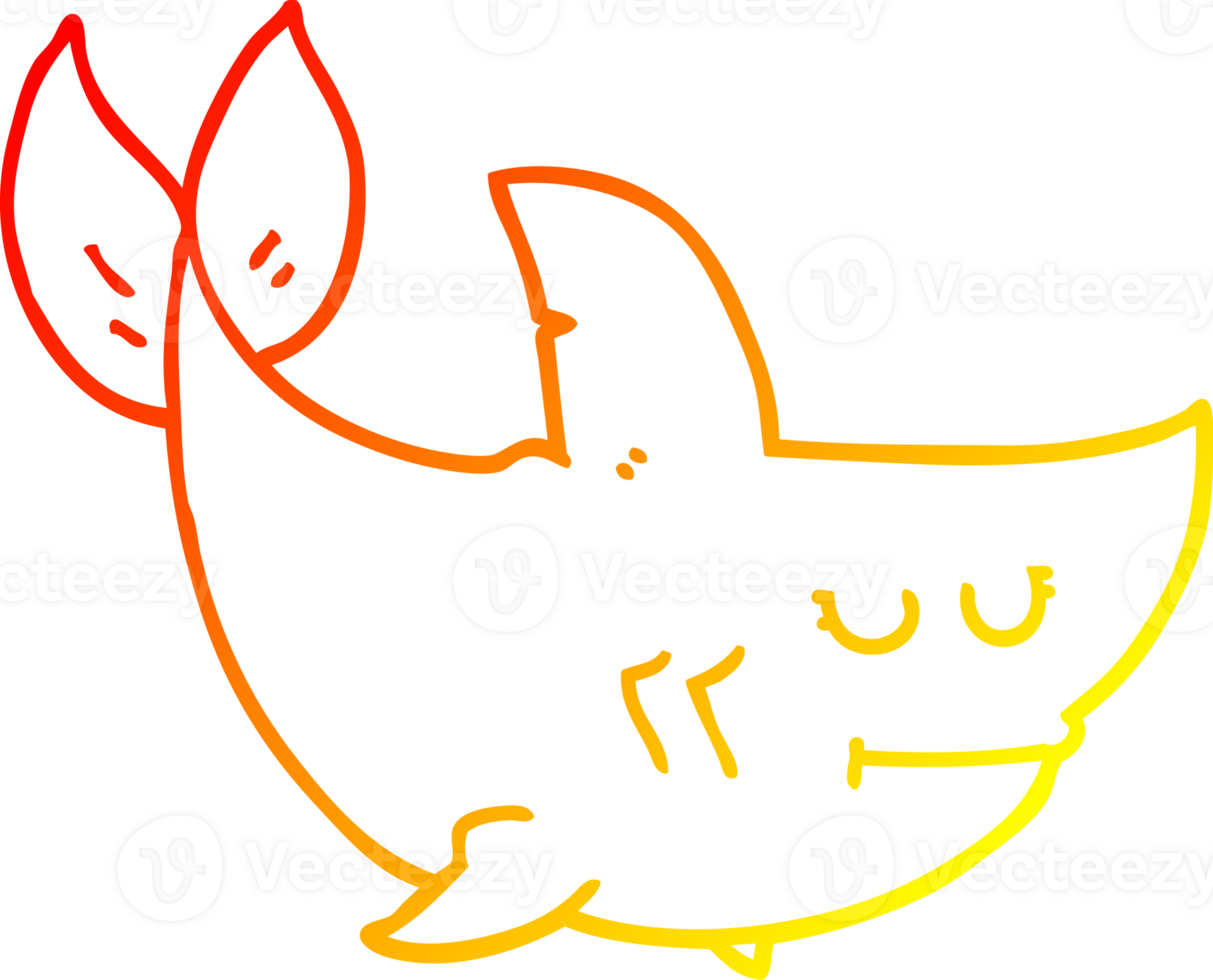 warm gradient line drawing of a cartoon shark png