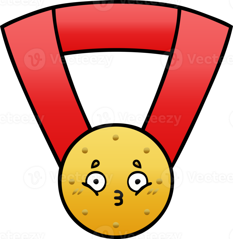 gradient shaded cartoon of a gold medal png