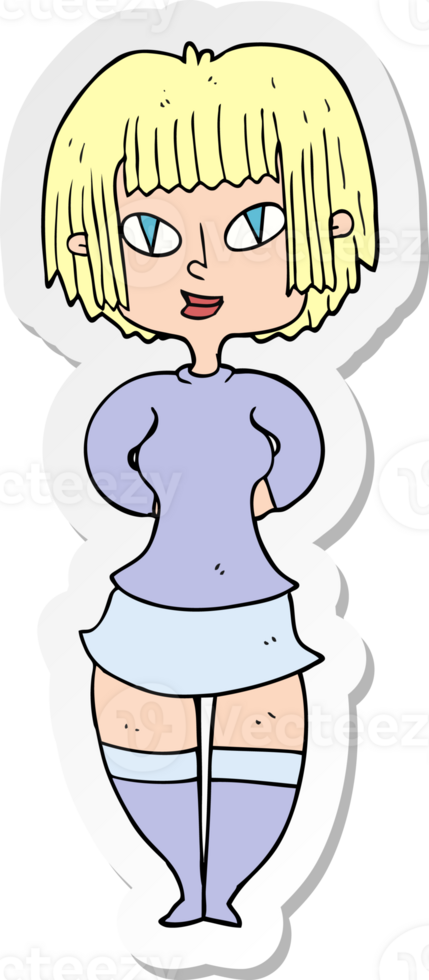 sticker of a cartoon happy woman png