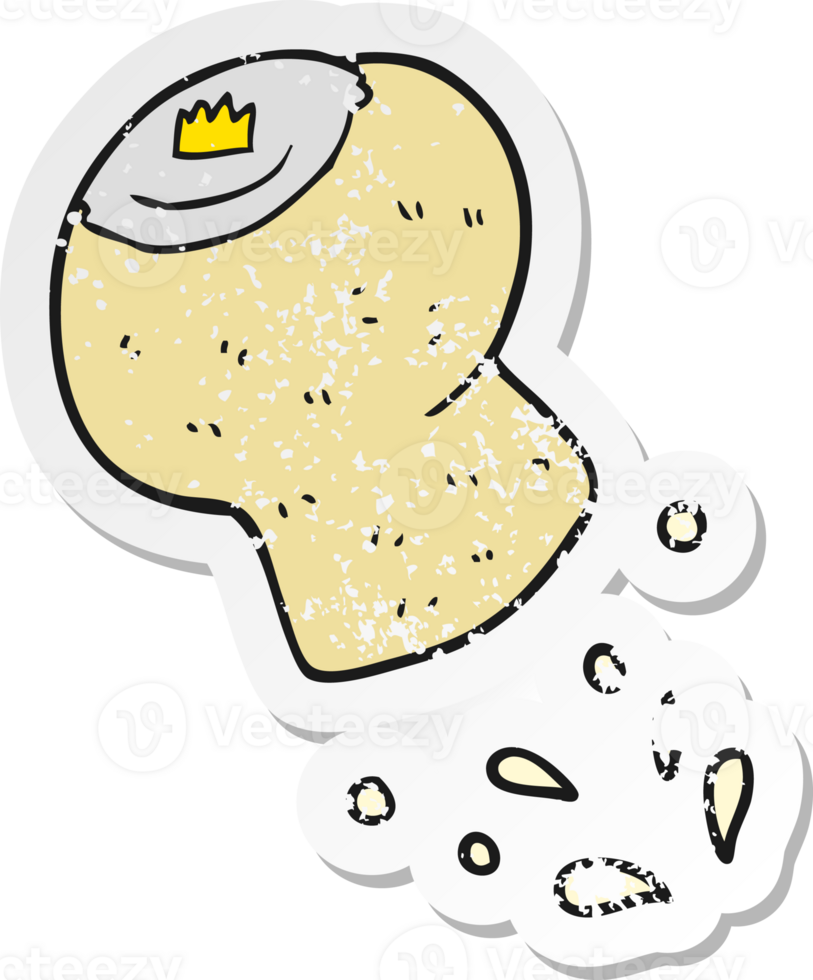 retro distressed sticker of a cartoon champagne cork png