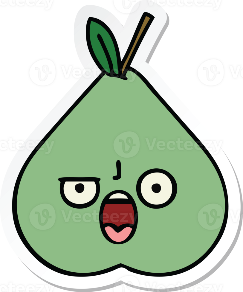 sticker of a cute cartoon green pear png