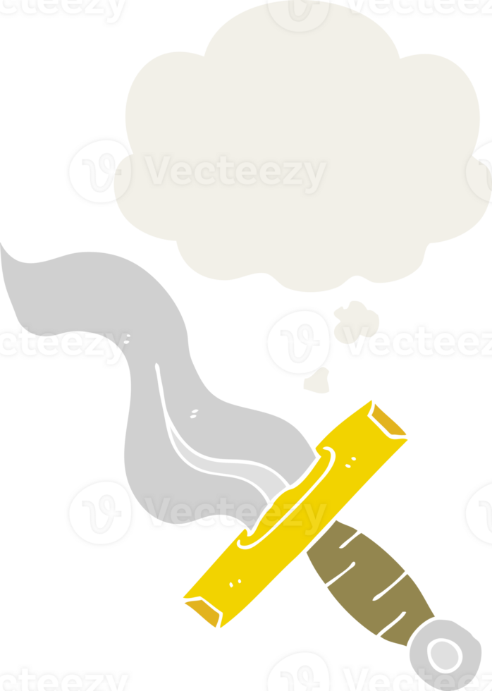 cartoon dagger with thought bubble in retro style png