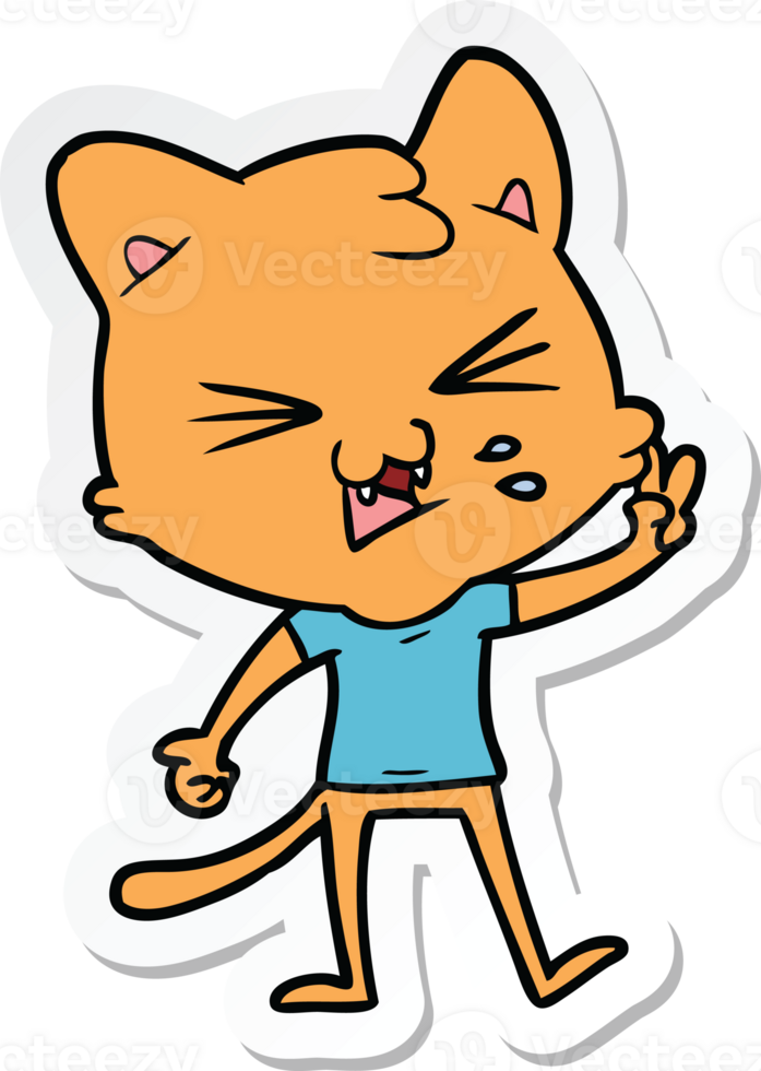 sticker of a cartoon hissing cat png