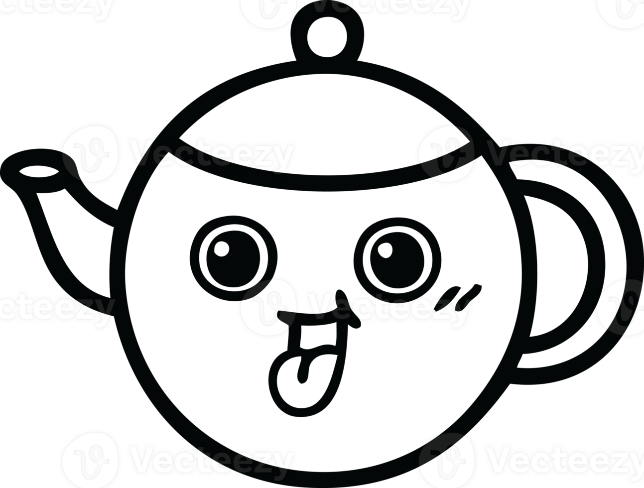 linha desenhando desenho animado do uma chá Panela png