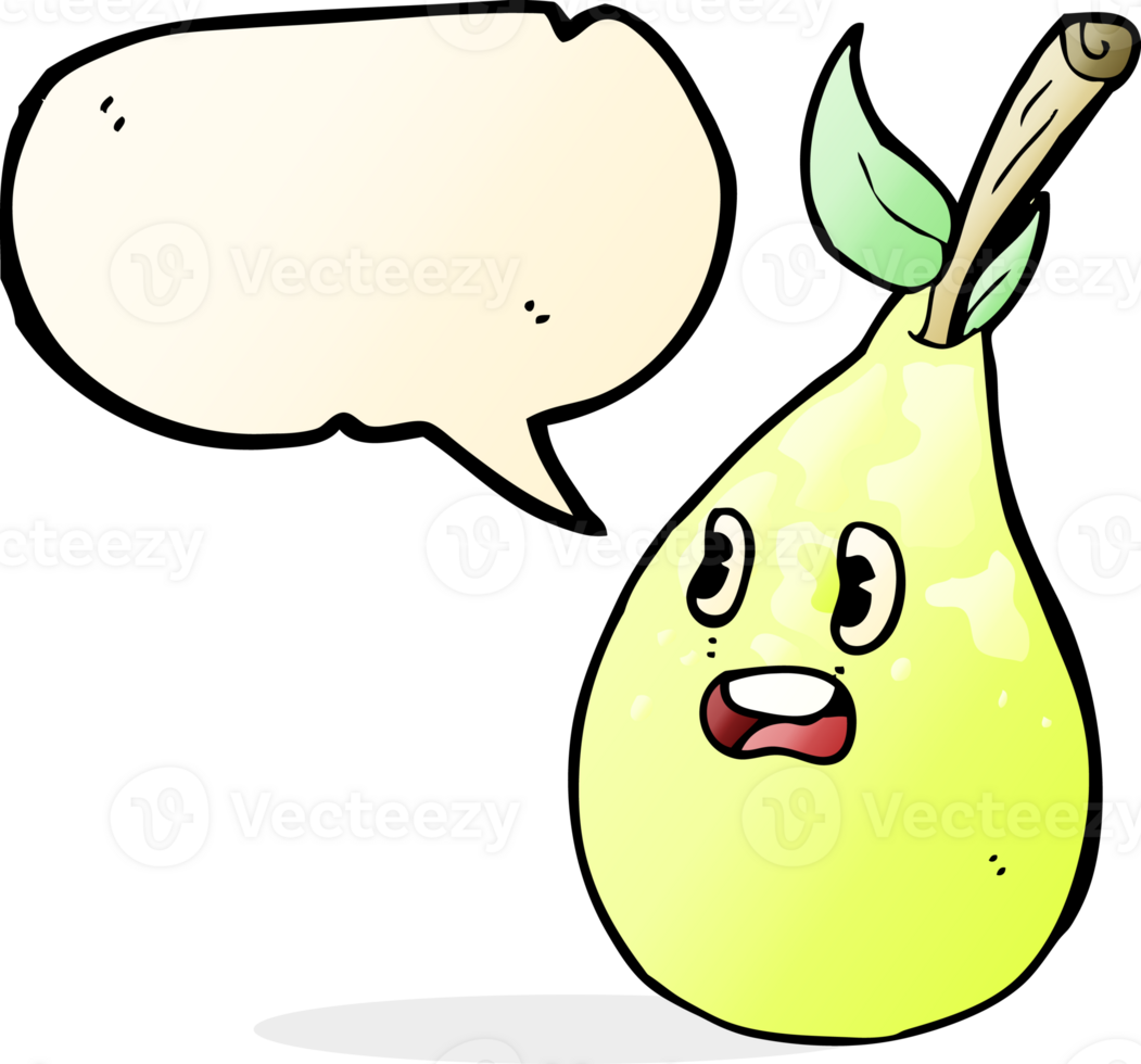 cartoon pear with speech bubble png