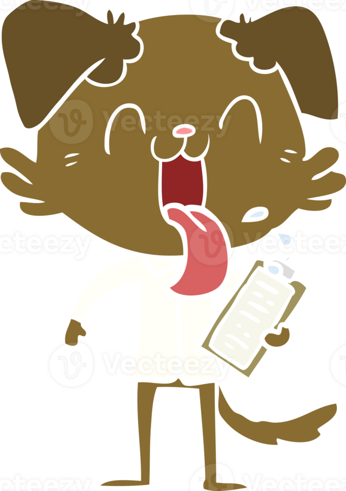 flat color style cartoon panting dog with clipboard png