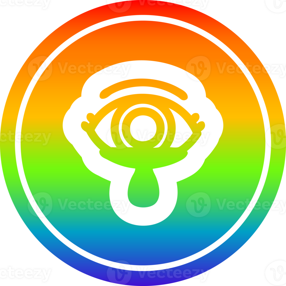 mystic eye crying blood circular icon with rainbow gradient finish png