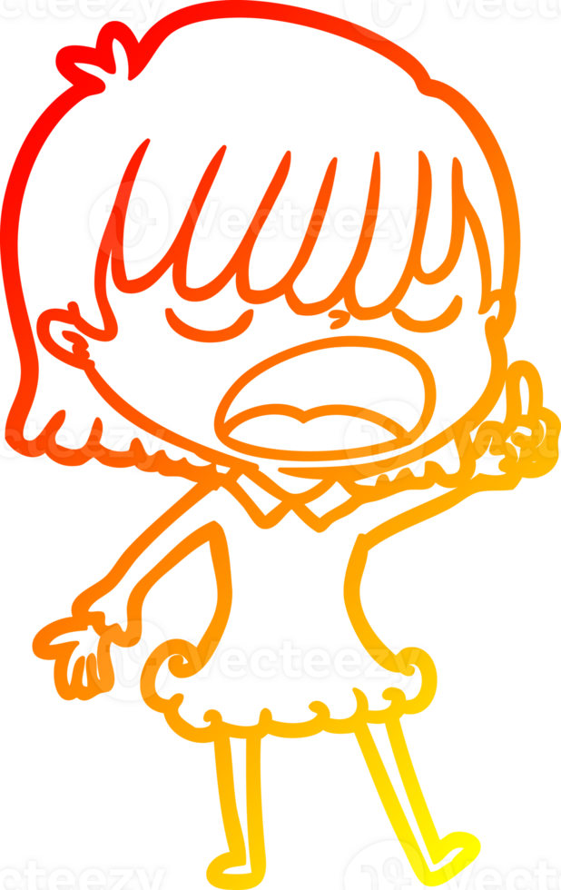 warm gradient line drawing of a cartoon woman talking loudly png