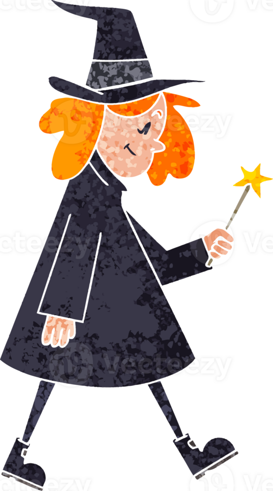 retro illustration style quirky cartoon witch png