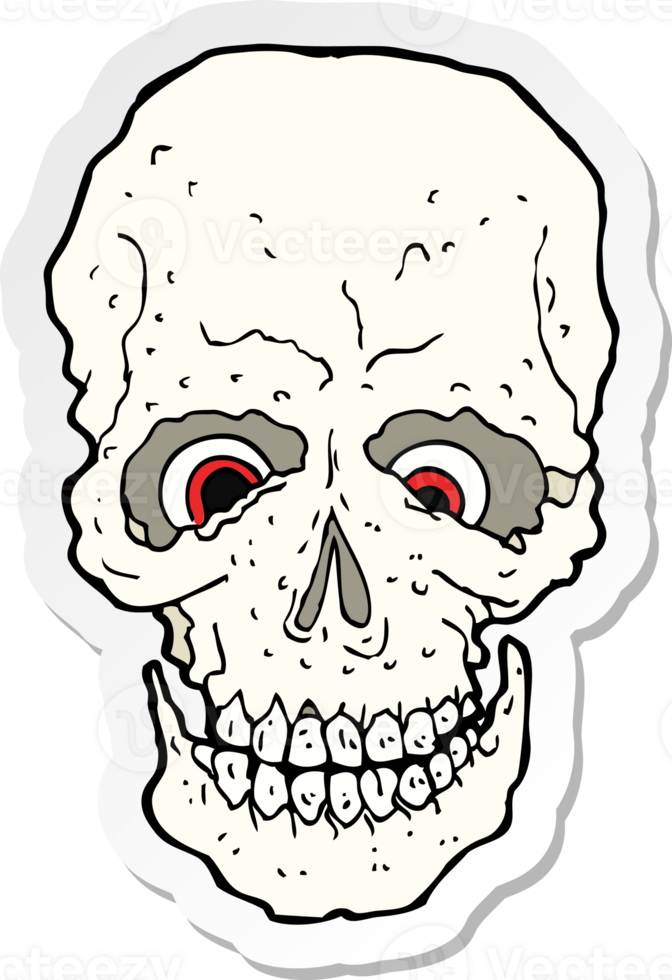 sticker of a cartoon spooky skull png