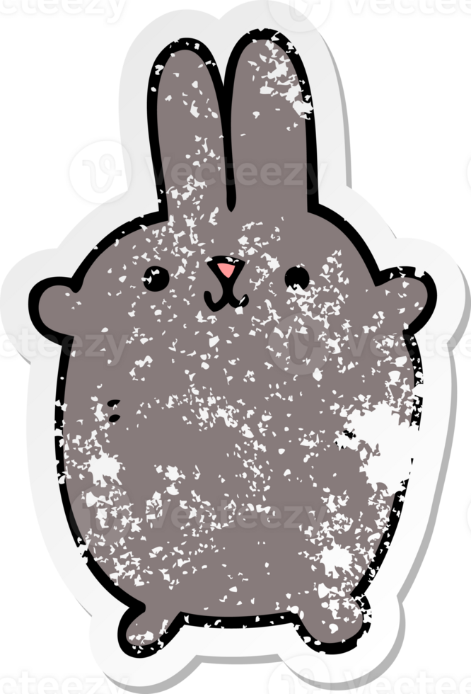 distressed sticker of a cartoon rabbit png