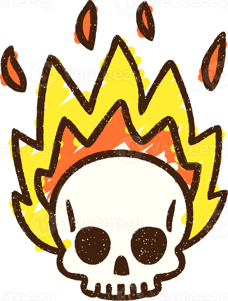 Flaming Skull Chalk Drawing png
