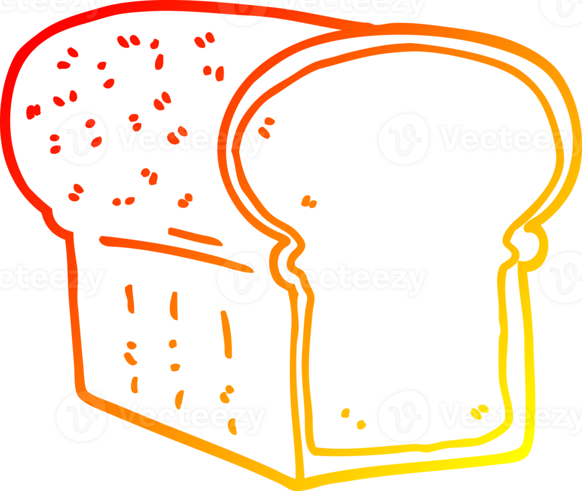 warm gradient line drawing of a cartoon loaf of bread png